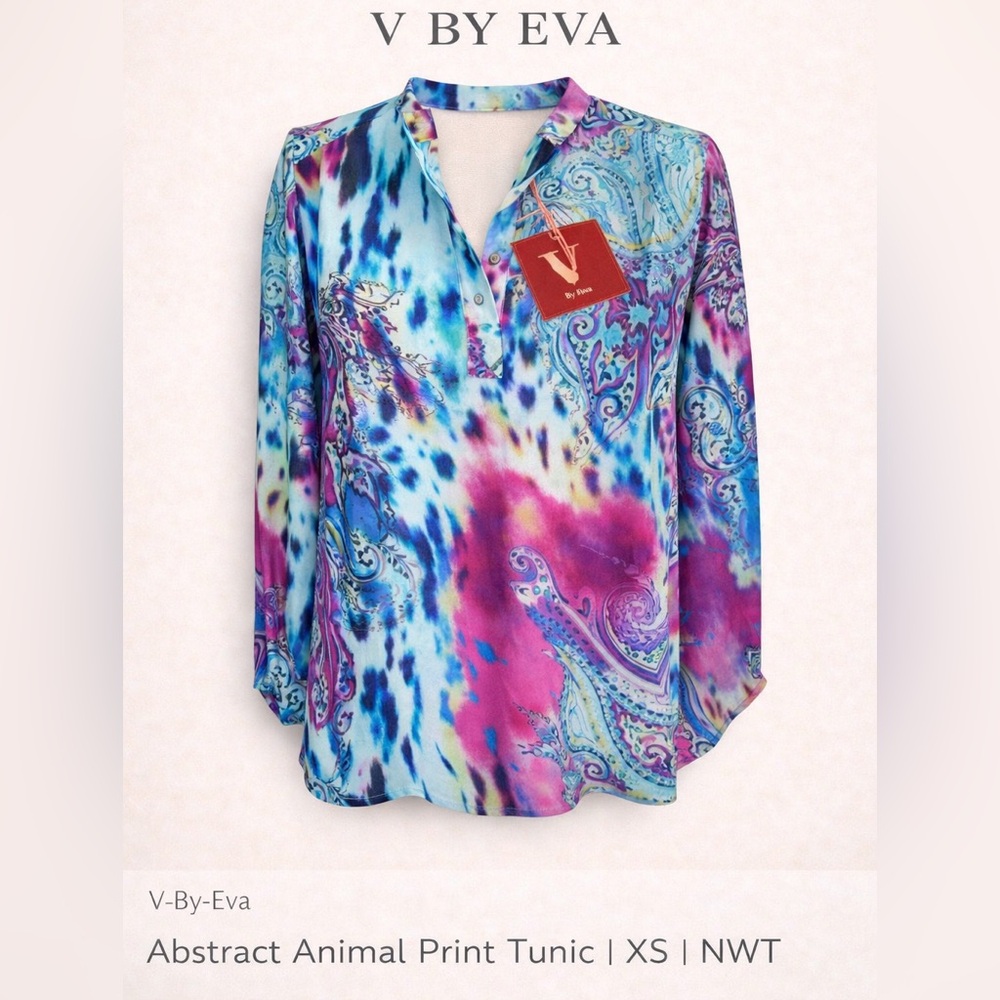 NWT V by Eva Abstract Animal Print Tunic - XS